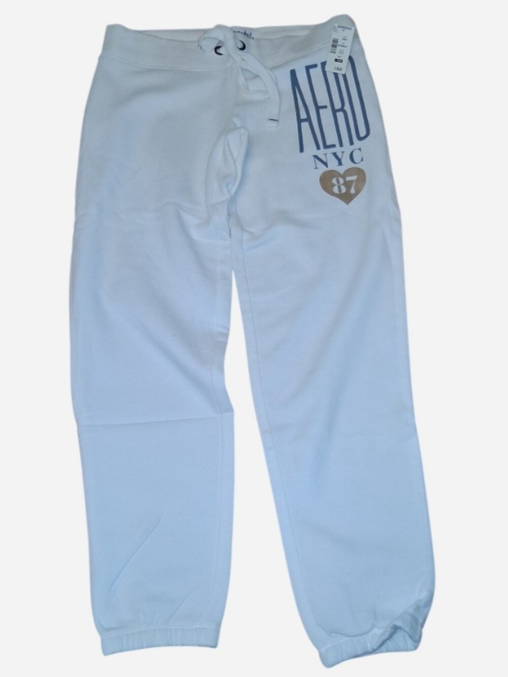 Aeropostale White Sweatpants with Blue AERO NYC Graphic